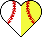 (s177-4) Full Color Split Heart Baseball Softball