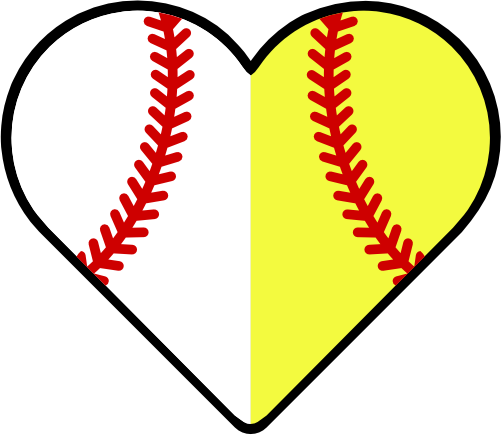 (s177-4) Full Color Split Heart Baseball Softball