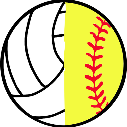 (s177-4) Black White Split Ball Volleyball Baseball Softball
