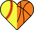 (s177-4) Full Color Split Heart Baseball Softball Basketball
