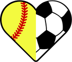 (s177-4) Full Color Split Heart Baseball Softball Soccer