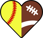 (s177-4) Full Color Split Heart Baseball Softball Football