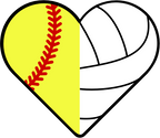 (s177-4) Full Color Split Heart Baseball Softball Volleyball