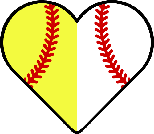 (s177-4) Full Color Split Heart Baseball Softball
