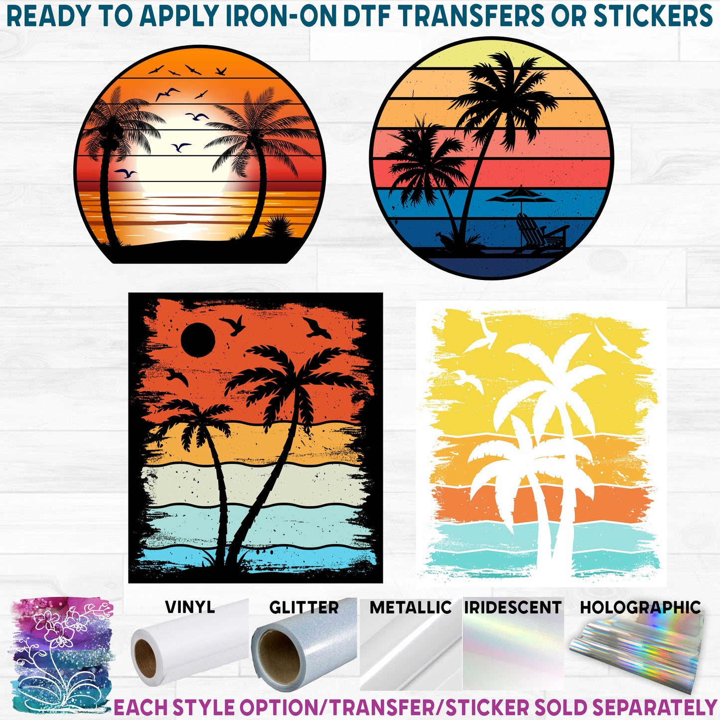 (s117-4) Retro Sunset Tropical Palm Trees 29 Style Options