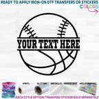 (s177-2) Split Ball Basketball with Baseball, Soccer, Volleyball Team Name Custom Text