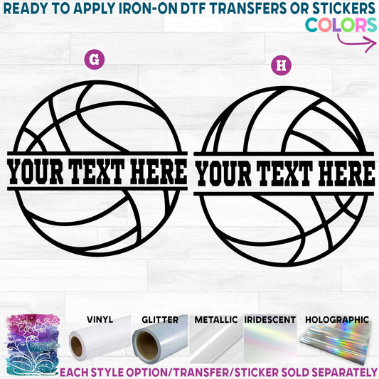 (s177-2) Split Volleyball Basketball Ball Team Name or Custom Text Printed Heat Transfer or Sticker