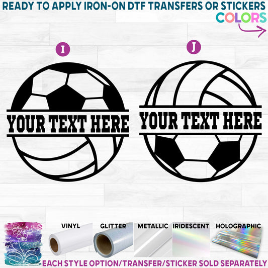 (s177-2) Split Soccer Volleyball Ball Team Name or Custom Text Printed Heat Transfer or Sticker