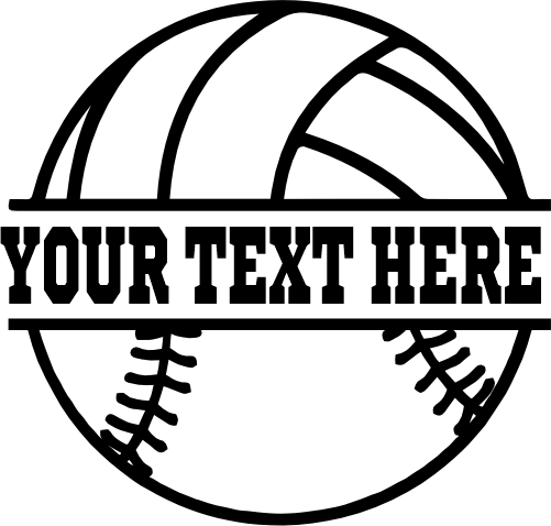 (177-02-G) Split Ball Volleyball Baseball Custom Iron-On Transfer