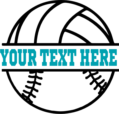 (177-02-G) Split Ball Volleyball Baseball Custom Iron-On Transfer