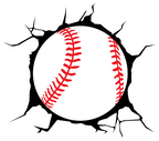(s041-1-2G) Full Color Baseball Softball Broken Window Wall
