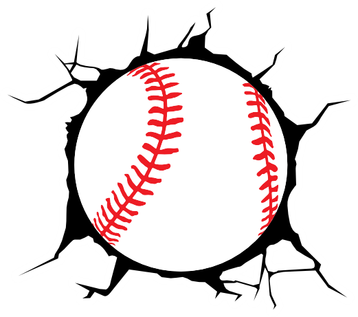 (s041-1-2G) Full Color Baseball Softball Broken Window Wall