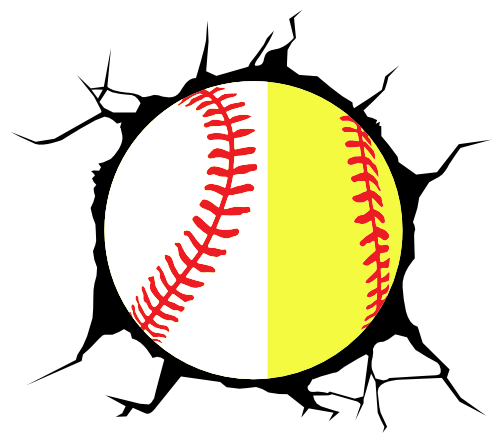 (s041-1-2G) Full Color Baseball Softball Broken Window Wall