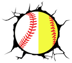 (s041-1-2G) Full Color Baseball Softball Broken Window Wall