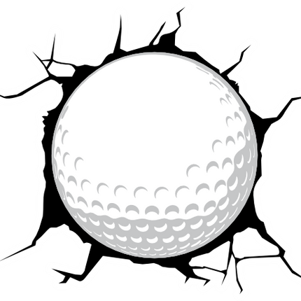 (s220-1-G) Full Color Golf Ball Broken Window Wall