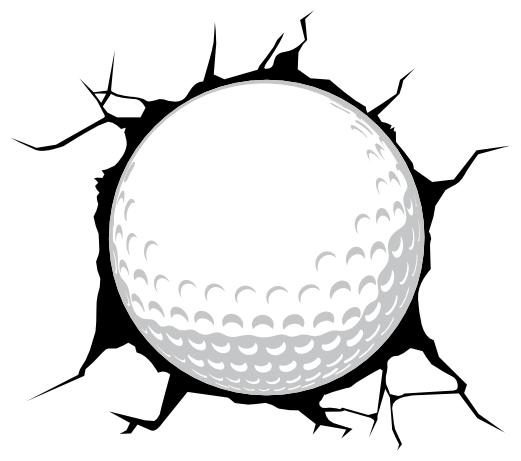 (s220-1-G) Full Color Golf Ball Broken Window Wall