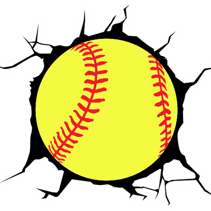 (041-02) Full Color Baseball Softball Broken Window Wall