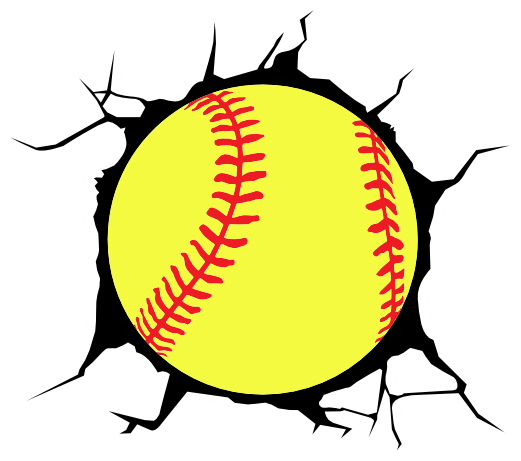 (s041-1-2H) Full Color Split Baseball Softball Broken Window Wall