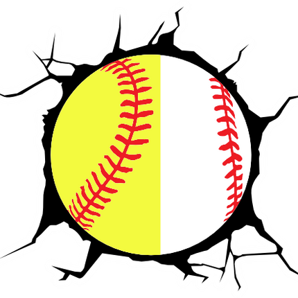 (041-02) Full Color Baseball Softball Broken Window Wall