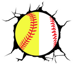 (s041-1-2H) Full Color Split Baseball Softball Broken Window Wall