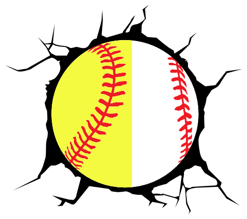 (s041-1-2H) Full Color Split Baseball Softball Broken Window Wall