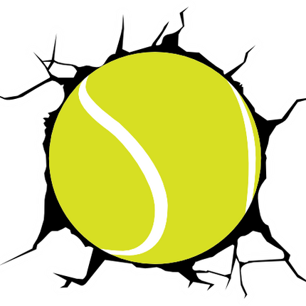 (s076-1-E) Full Color Tennis Ball Broken Wall Window