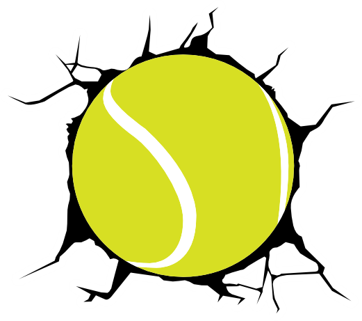 (s076-1-E) Full Color Tennis Ball Broken Wall Window