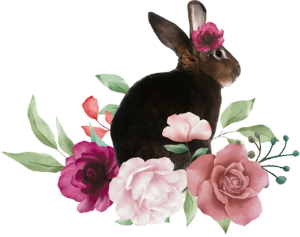 (s018-2-A) Bunny Rabbit Flowers