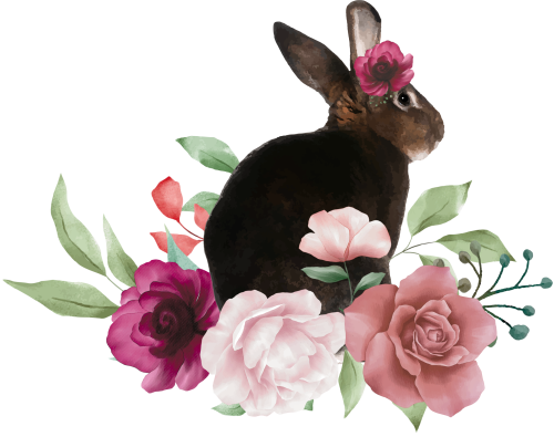 (s018-2-A) Bunny Rabbit Flowers