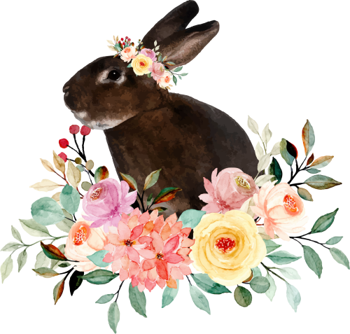 (s018-2-B) Bunny Rabbit Flowers
