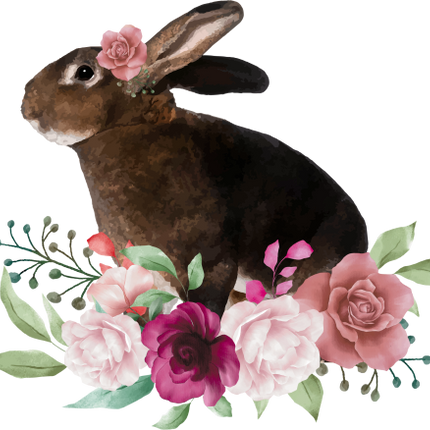 (s018-2-C) Bunny Rabbit Flowers