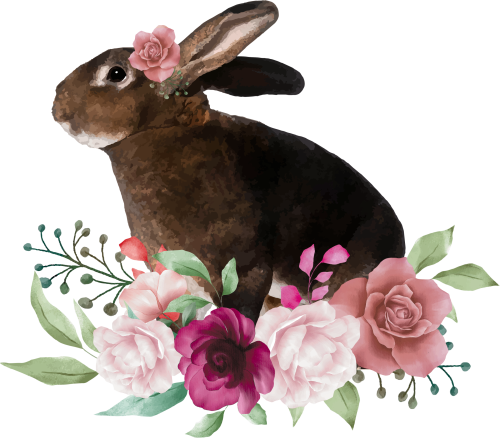 (s018-2-C) Bunny Rabbit Flowers