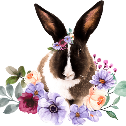 (s018-2-D) Bunny Rabbit Flowers