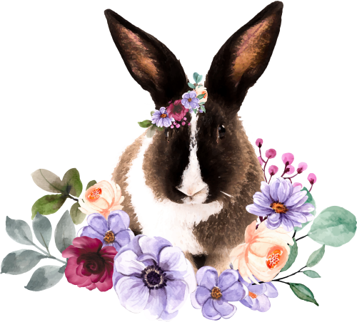 (s018-2-D) Bunny Rabbit Flowers