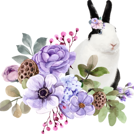 (s018-2-E) Bunny Rabbit Flowers