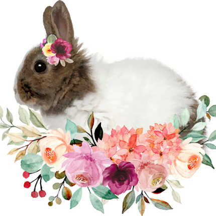 (s018-2-G) Bunny Rabbit Flowers