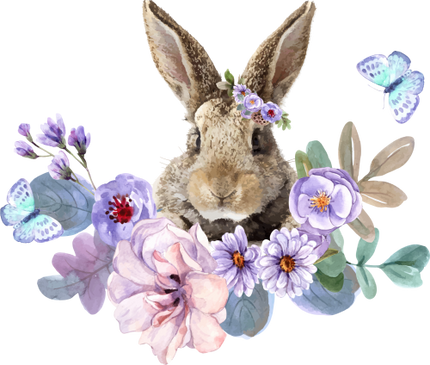 (s018-2-H) Bunny Rabbit Flowers