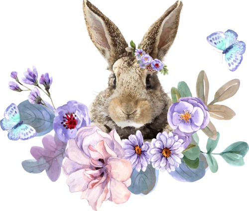 (s018-2-H) Bunny Rabbit Flowers