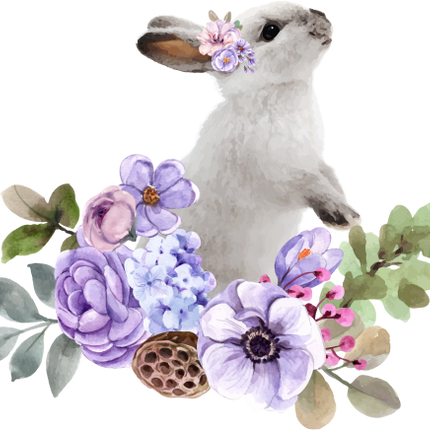 (s018-2-I) Bunny Rabbit Flowers