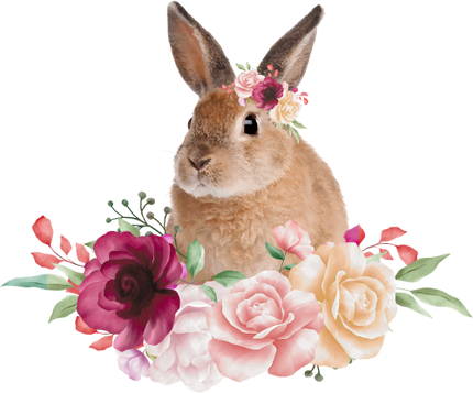 (s018-2-K) Bunny Rabbit Flowers
