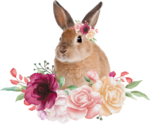 (s018-2-K) Bunny Rabbit Flowers