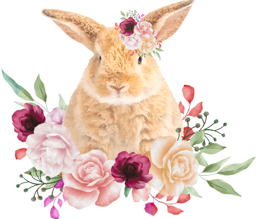 (s018-2-N) Bunny Rabbit Flowers