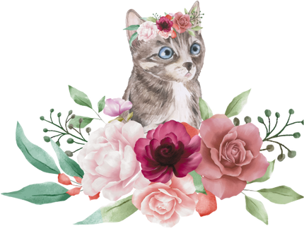 (s018-3-C) Cat Flowers