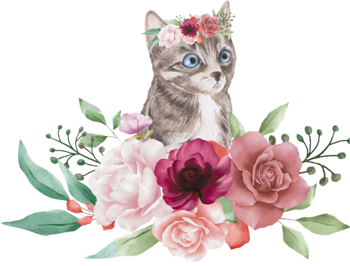 (s018-3-C) Cat Flowers