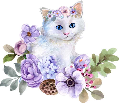 (s018-3-D) Cat Flowers