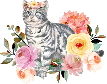 (s018-3-F) Cat Flowers