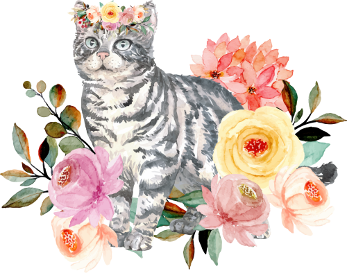 (s018-3-F) Cat Flowers