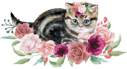 (s018-3-G) Cat Flowers