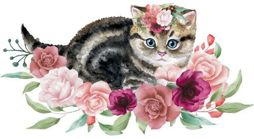 (s018-3-G) Cat Flowers