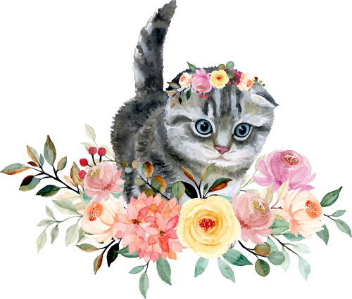 (s018-3-H) Cat Flowers